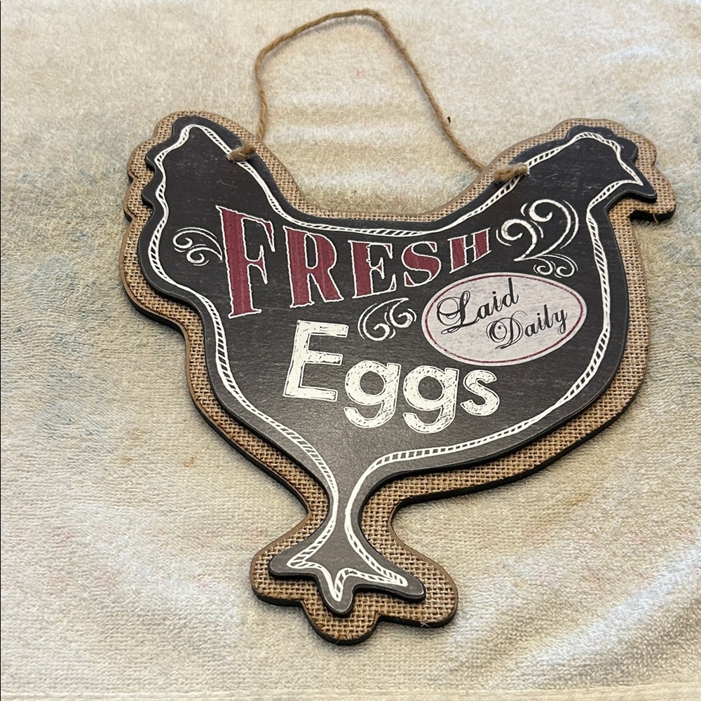 Rustic Chicken-Shaped Wall Sign - Black, Tan, and White